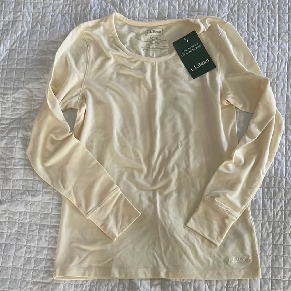L.L. Bean Cream Fitted Long Sleeve T-Shirt-NWT- “Heat keepers long underwear” - Picture 1 of 4